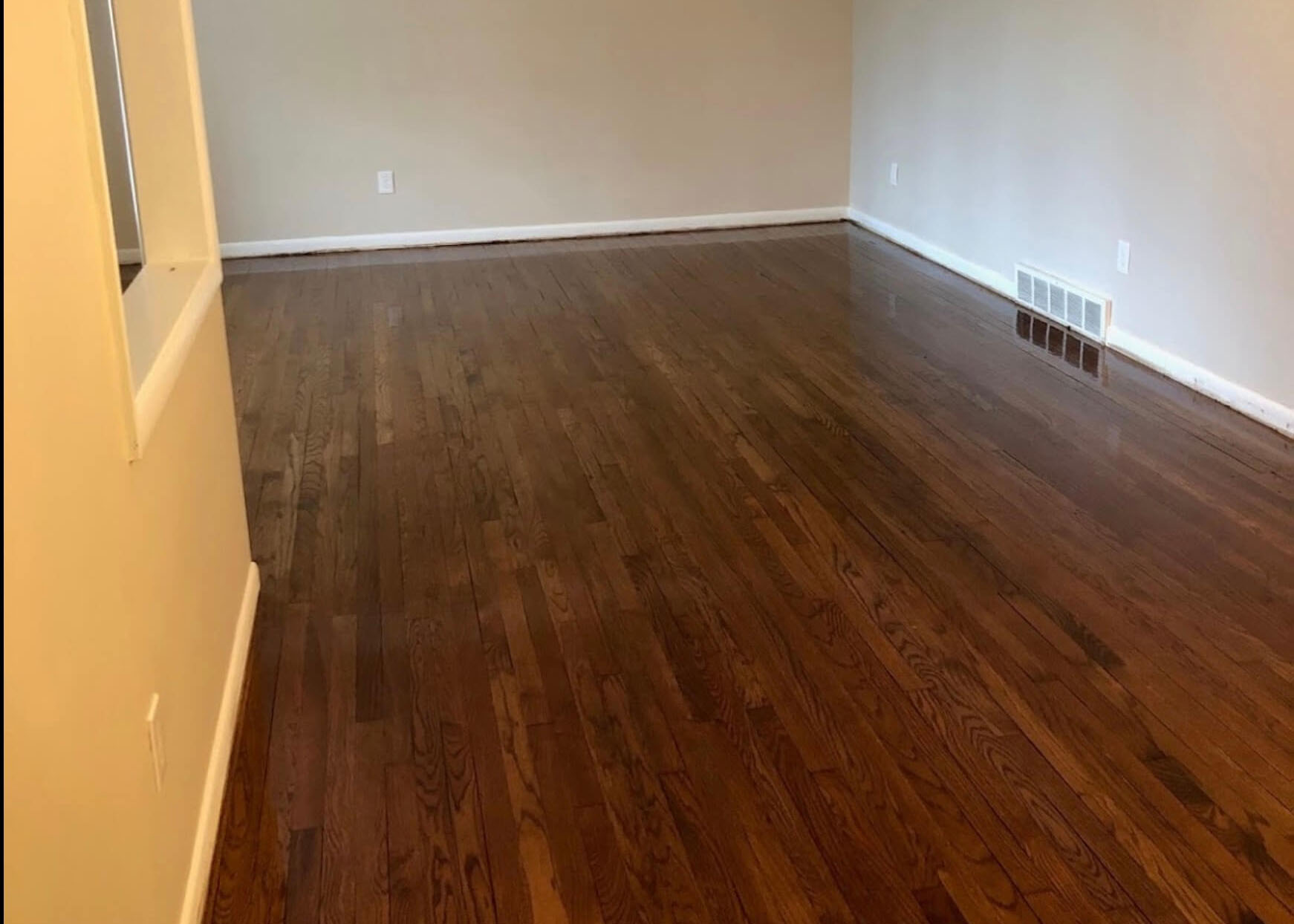 a refinished hardwood floor