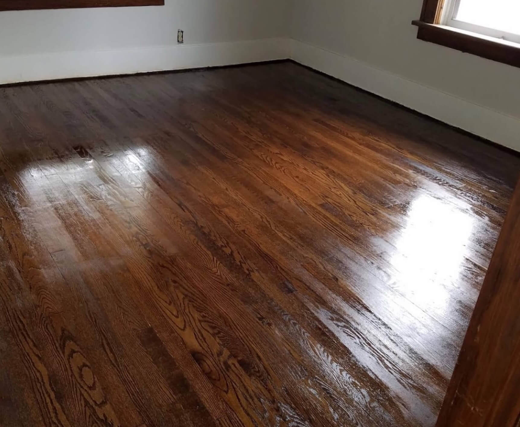 a beautifully refinished hardwood floor 