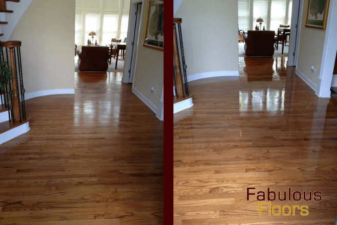 Before and after hardwood floor refinishing in Gallatin TN
