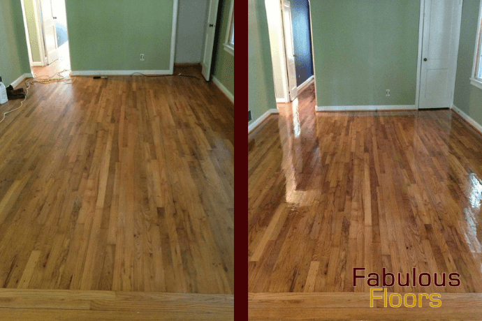 before and after wood floor resurfacing in clarksville