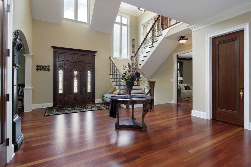 A hardwood floor in the entry way of a La Vergne home