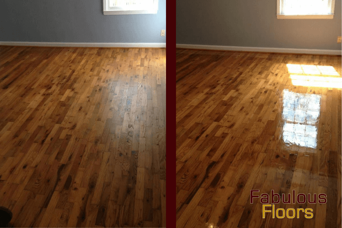 A photo showing the effectiveness of our hardwood floor resurfacing