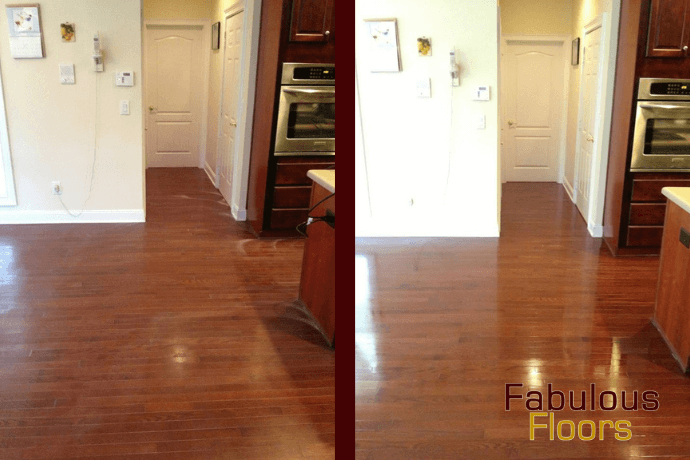 before and after hardwood floor refinishing in Belle Meade, TN