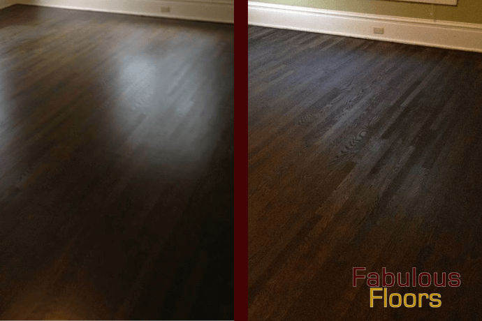 Before and after hardwood floor resurfacing in Nolensville, TN