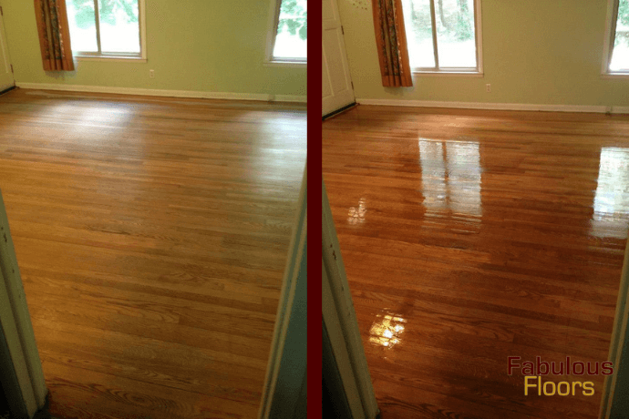 before and after a floor refinishing service in berry hill, tn